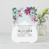 5 x 7結婚式招待状トロピカルフラワーオンブルーオム 招待状 (スタンド正面)