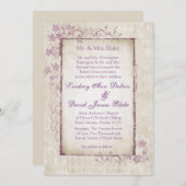 5 x 7結婚式招待状パープル春フローラ 招待状 (正面/裏面)