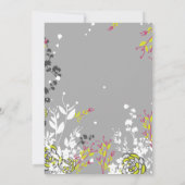 5 x 7結婚式招待状ライムグリーン/ホットピンクの花 招待状 (裏面)