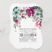 5 x 7結婚式招待状熱帯の花(白) 招待状 (正面/裏面)