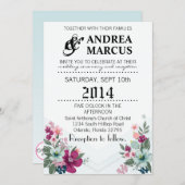 5 x 7結婚式招待状熱帯花オンブルーオーム 招待状 (正面/裏面)