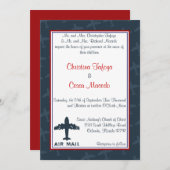 5 x 7結婚式招待状飛行機青/赤 招待状 (正面/裏面)