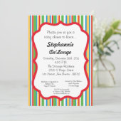 5 x 7色ベビー数々のシャワーストライプの招待状 招待状 (スタンド正面)