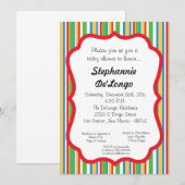 5 x 7色ベビー数々のシャワーストライプの招待状 招待状 (正面/裏面)