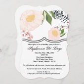 5 x 7誕生日招待状白フローラ花on Wh 招待状 (正面/裏面)