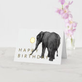 5 X 7象誕生日カード 箔グリーティングカード (蘭)