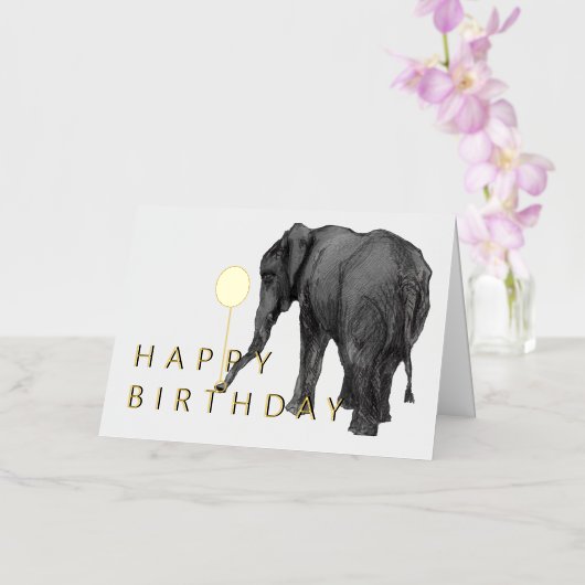 5 X 7象誕生日カード 箔グリーティングカード (蘭)