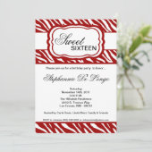 5 x 7赤いゼブラ印刷の誕生日パーティー招待状 招待状 (スタンド正面)