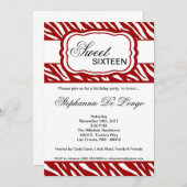 5 x 7赤いゼブラ印刷の誕生日パーティー招待状 招待状 (正面/裏面)