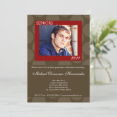 5 x 7赤い円のポーク写真の卒業発表 招待状 (スタンド正面)