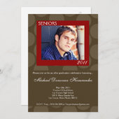 5 x 7赤い円のポーク写真の卒業発表 招待状 (正面/裏面)