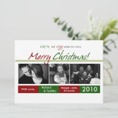 5 x 7赤い緑の文字ボックスPHOTOクリスマスカード シーズンカード (スタンド正面)