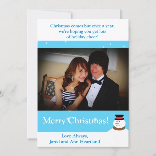 5 x 7雪の雪だるま招待状 招待状 (正面)