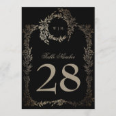 5 x 7黒金ゴールドエボニーリース結婚のテーブル番号 (正面)