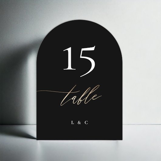 5 x 7黒金ゴールド書結婚の表番号 招待状