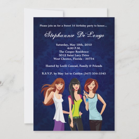 5 x 710代の若者ス10代のイート16誕生日招待状 招待状 (正面)