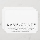 5" x 7"シンプルチケット日付テンプレートを保存 セーブザデート (正面/裏面)