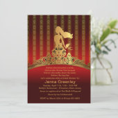 5" x 7" ブライダルプリンセス ゴールドクラウン 招待状 (スタンド正面)