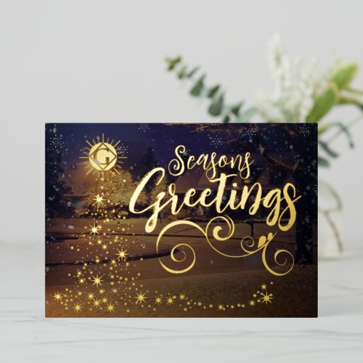 5" x 7"ホリデーフォトフォイル招待状 箔招待状 (立ち正面)