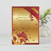 5" x 7"ラグジュアリーゴーモダンルデンリングや輪ハートレッド 招待状 (スタンド正面)