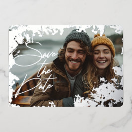 5" x 7" ラスティックシルバーフォイル Save the Date カード