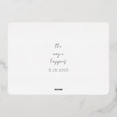 5" x 7" ラスティックシルバーフォイル Save the Date カード (裏面)
