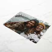 5" x 7" ラスティックシルバーフォイル Save the Date カード (回転した状態)