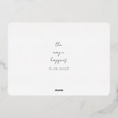 5" x 7" ラスティック リアル ゴールド箔押し Save the Date カード (裏面)
