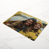 5" x 7" ラスティック リアル ゴールド箔押し Save the Date カード (回転した状態)