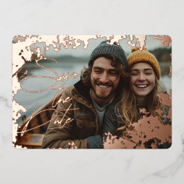 5" x 7" ラスティック 本物のローズゴールド箔押し Save the Date 箔シーズンカード