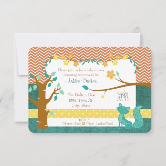 5" x 7"森林キツネのベビーシャワーの招待状 招待状 (正面)