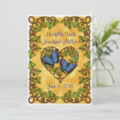 5" x 7"紫の蝶とアイビーのハート招待状 招待状 (スタンド正面)