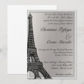 5 x 7 結婚式招待状 ブラック エッフェル塔 招待状 (正面/裏面)