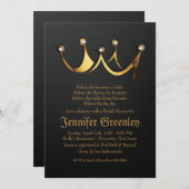 5" x 7"金ゴールドの王室のな女王の王冠のブライダルシャワー 招待状 (正面/裏面)
