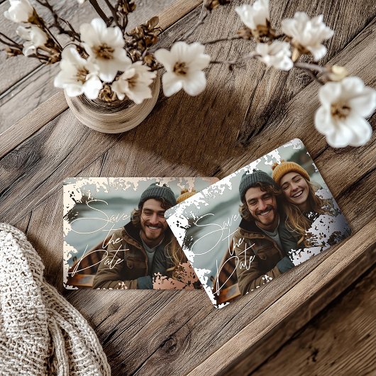 5" x 7"銀素朴箔実在デザートカードを保存 箔シーズンカード