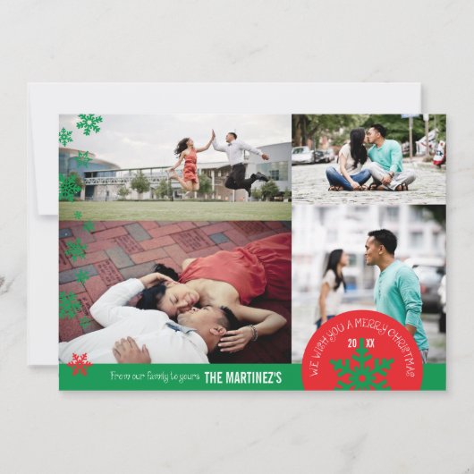 5 x 7 4フォトスノーフレークフォトカード シーズンカード (正面)