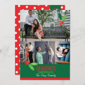 5 x 7 4フォトホリーデザインフラットカード シーズンカード (正面/裏面)