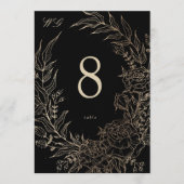 5 x 7 Black Gold Florals Wedding Table Number 招待状 (正面)
