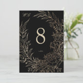 5 x 7 Black Gold Florals Wedding Table Number 招待状 (スタンド正面)