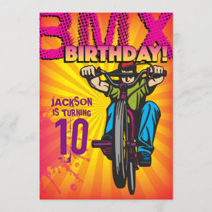 5 x 7 BMXの誕生日の招待状 招待状