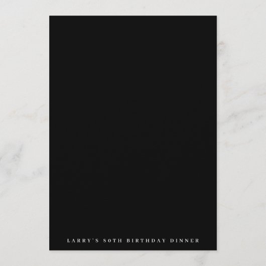 5 x 7 Classic Black White Calligraphy Birthday メニュー (裏面)