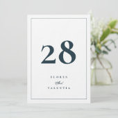 5 x 7 Elegant Navy White Wedding Table Numbers 招待状 (スタンド正面)