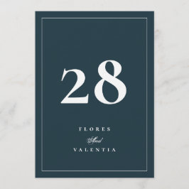 5 x 7 Formal Navy Blue White Wedding Table Numbers 招待状