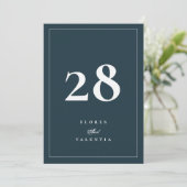5 x 7 Formal Navy Blue White Wedding Table Numbers 招待状 (スタンド正面)