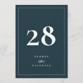 5 x 7 Formal Navy Blue White Wedding Table Numbers 招待状 (裏面)