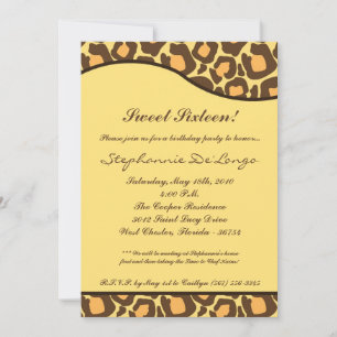 5 x 7 Leopard Print Sweet 16 Birthday Party招待状 招待状