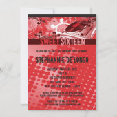 5 x 7 Red DJスピンターンテーブル16番目の誕生日招待状 招待状 (正面)