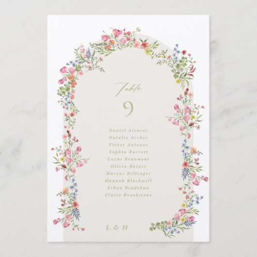 5 X 7 spring floral arch Guest Names Table Number (正面)