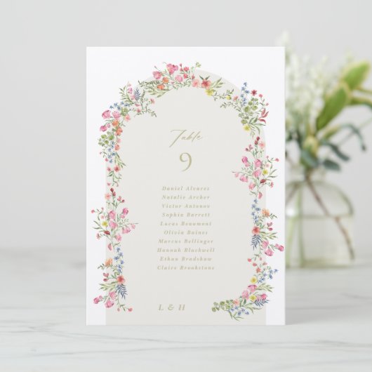 5 X 7 spring floral arch Guest Names Table Number (スタンド正面)