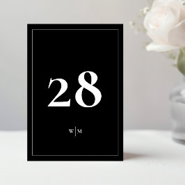 5 x 7 White Frame Black Wedding Table Numbers 招待状